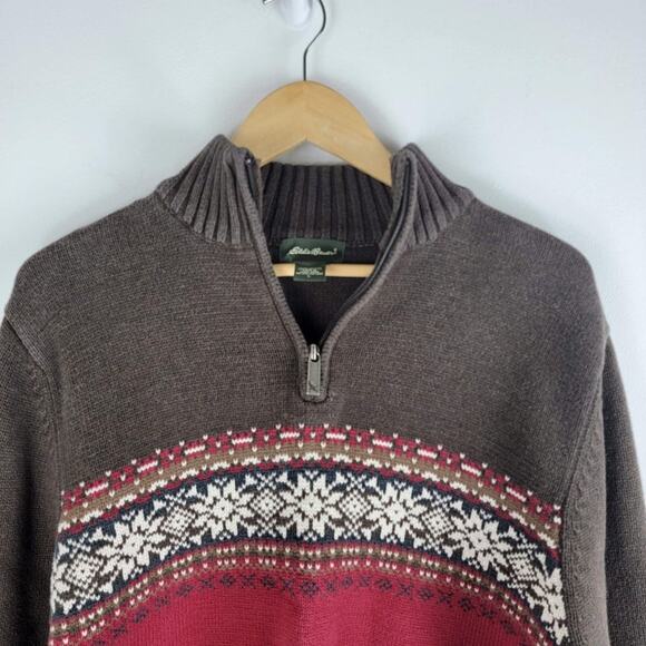 Eddie Bauer Nordic Sweater Long Sleeve Brown Red Size L - Picture 2 of 4